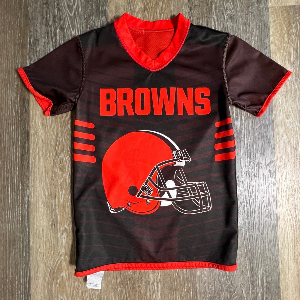 Holloway Cleveland Browns NFL Flag Football Jersey Kids Small Brown Orange Shirt